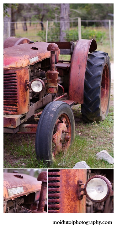Old red tractor, Timberlake village, Sedgefield